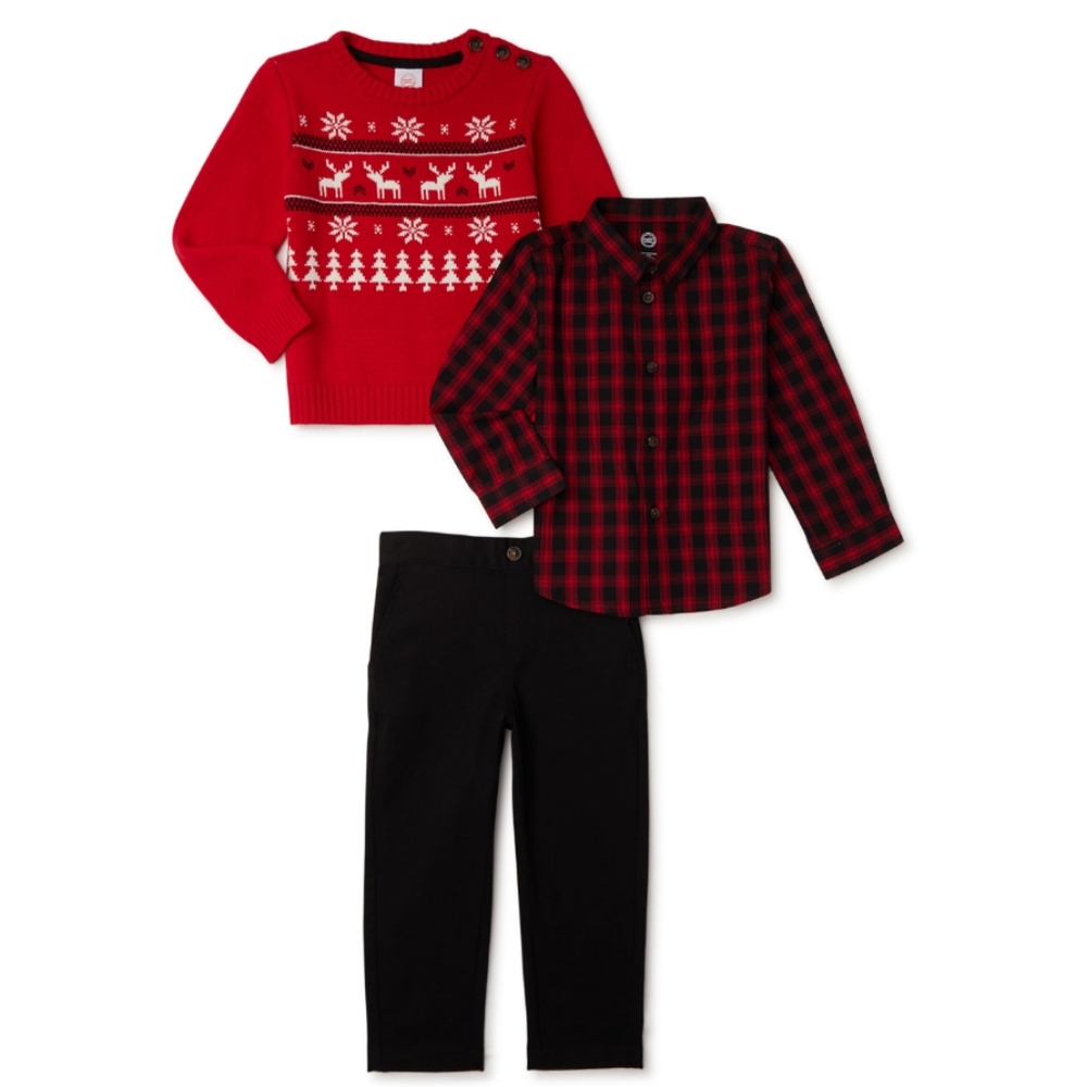 NWT Baby Boy Holiday Sweater, Button-Up Shirt, and Pants